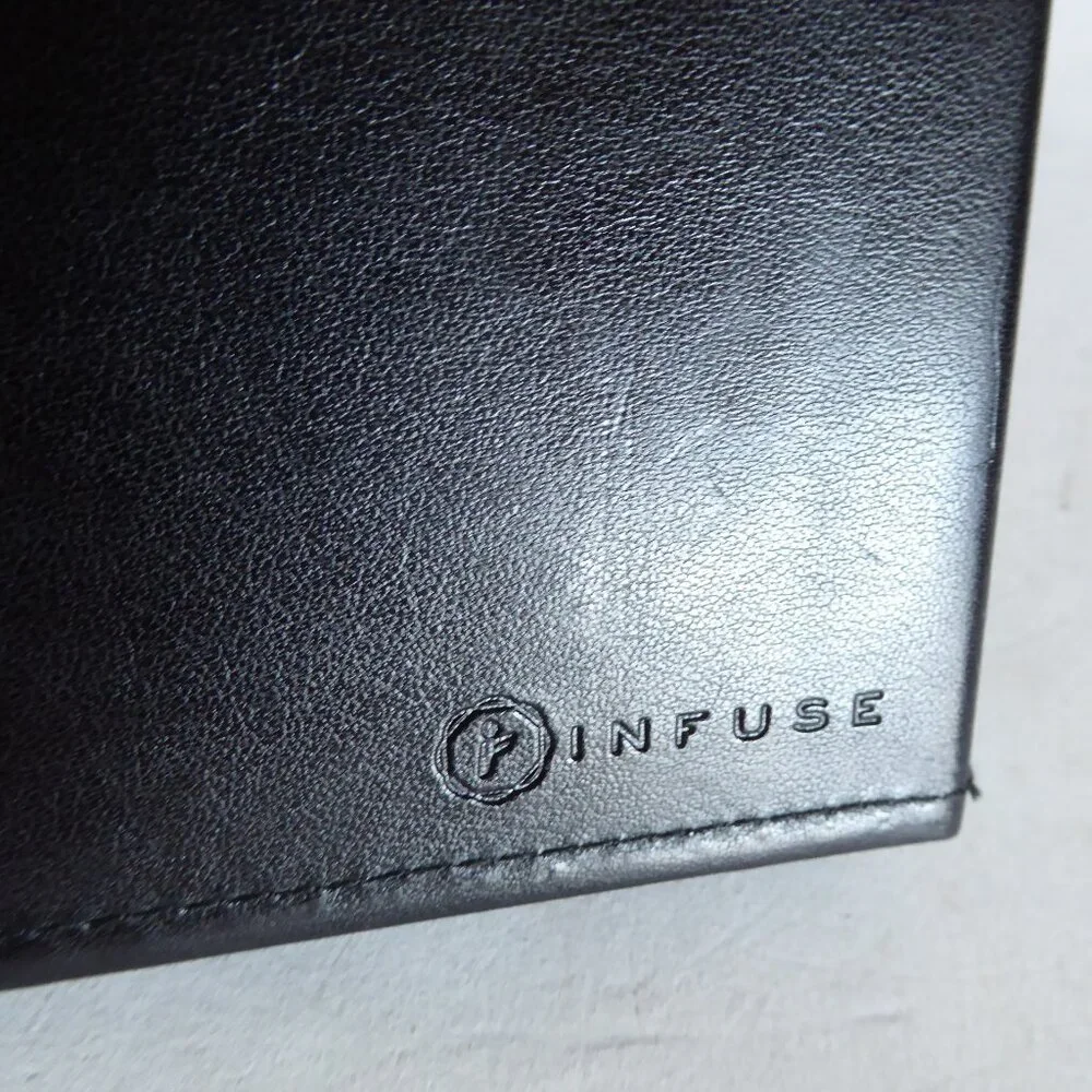 INFUSE BRAND BLACK LEATHER SPIRAL PRESENTATION BOOK SHEET PROTECTOR CASE BINDER